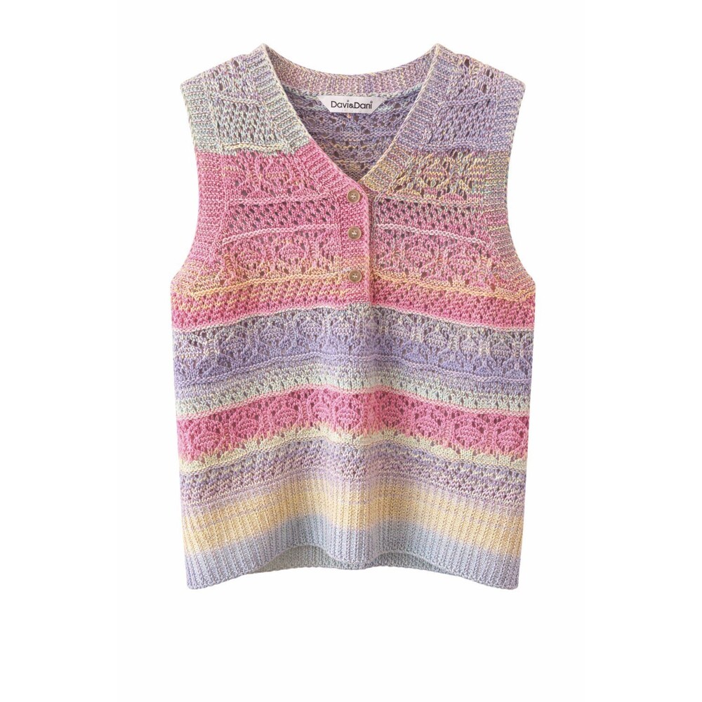 Davi & Dani Pastel Sleeveless Crochet Spring Sweater NWT Size S/M